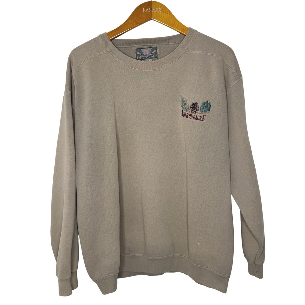 Vintage Adirondack Crew Neck Sweatshirt Tan‎ Large